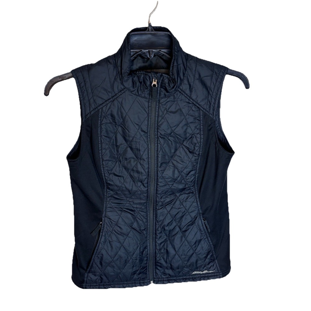 Eddie Bauer Vest Womens Medium Black Quilted Hiking Camp Layer
